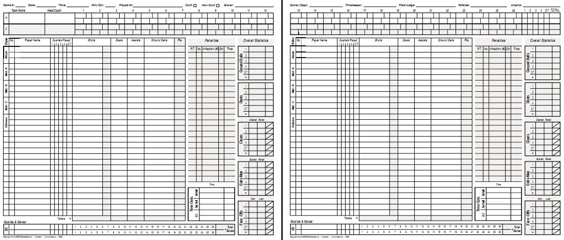 Printable Lacrosse Score Sheets Printable Word Searches